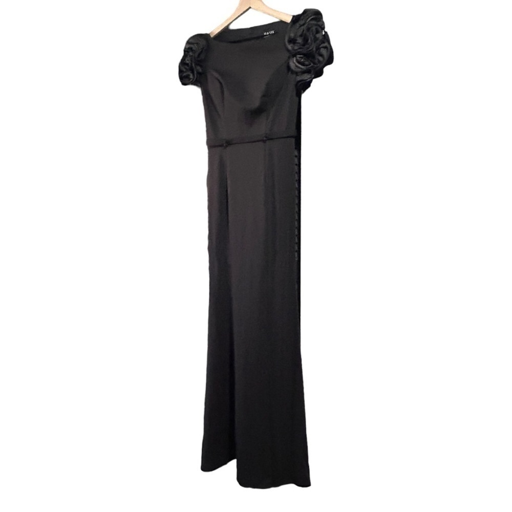 Basix Black Label Floral Sleeve Long Dress Evening Gown Size 2 Classic Black - Picture 14 of 14